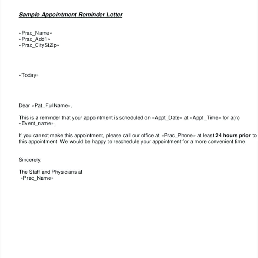 Appointment Reminder Letter