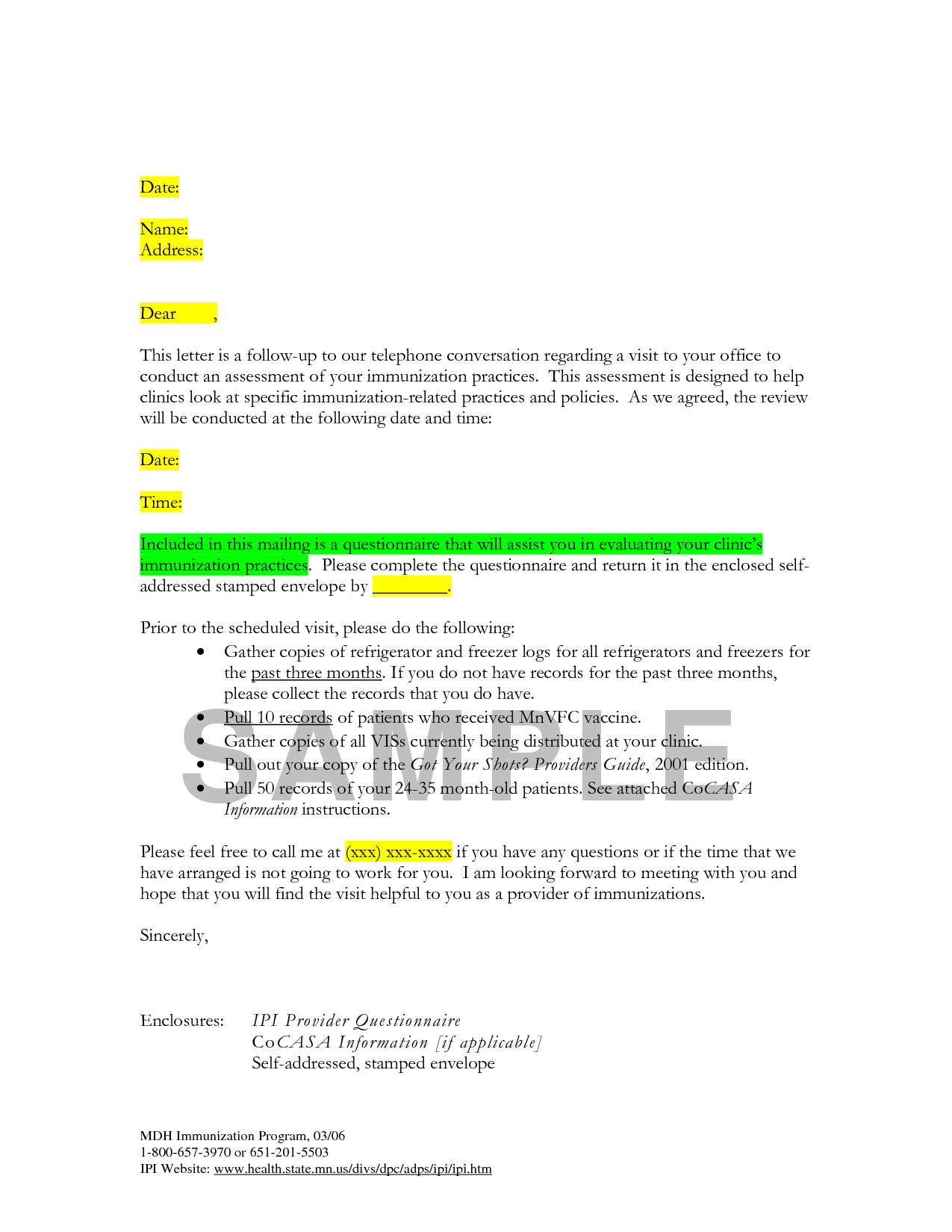 Appointment Reminder Letter Sample TEMPLATE