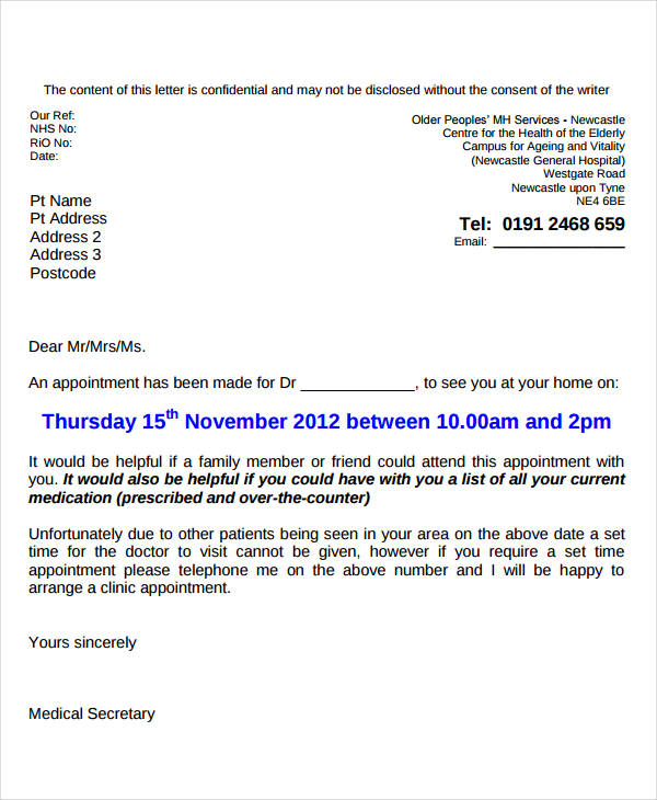 appointment reminder letter template medical 27 images of office 