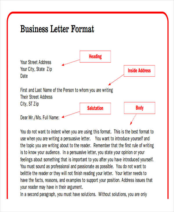 29 Sample Business Letters Format to Download | Sample Templates