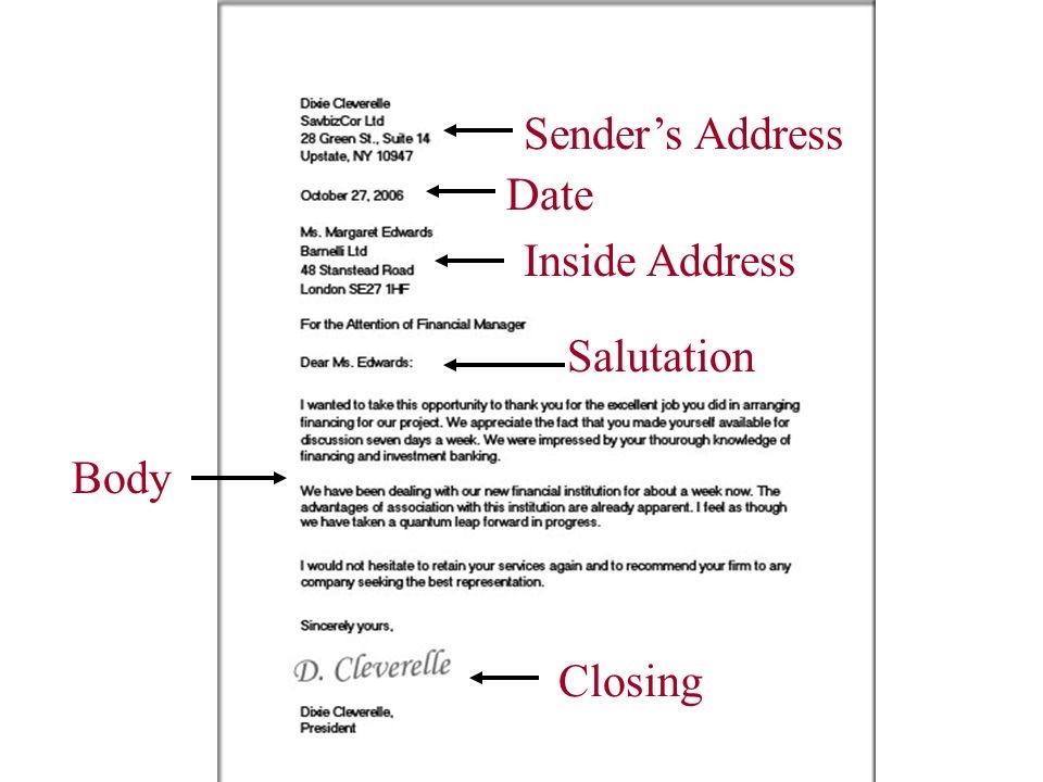 Business Letter Inside Address Letters Font