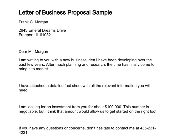 Letter of Business Proposal