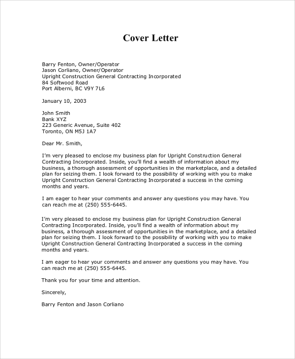8+ Sample Business Proposal Cover Letters – PDF, Word | Sample 