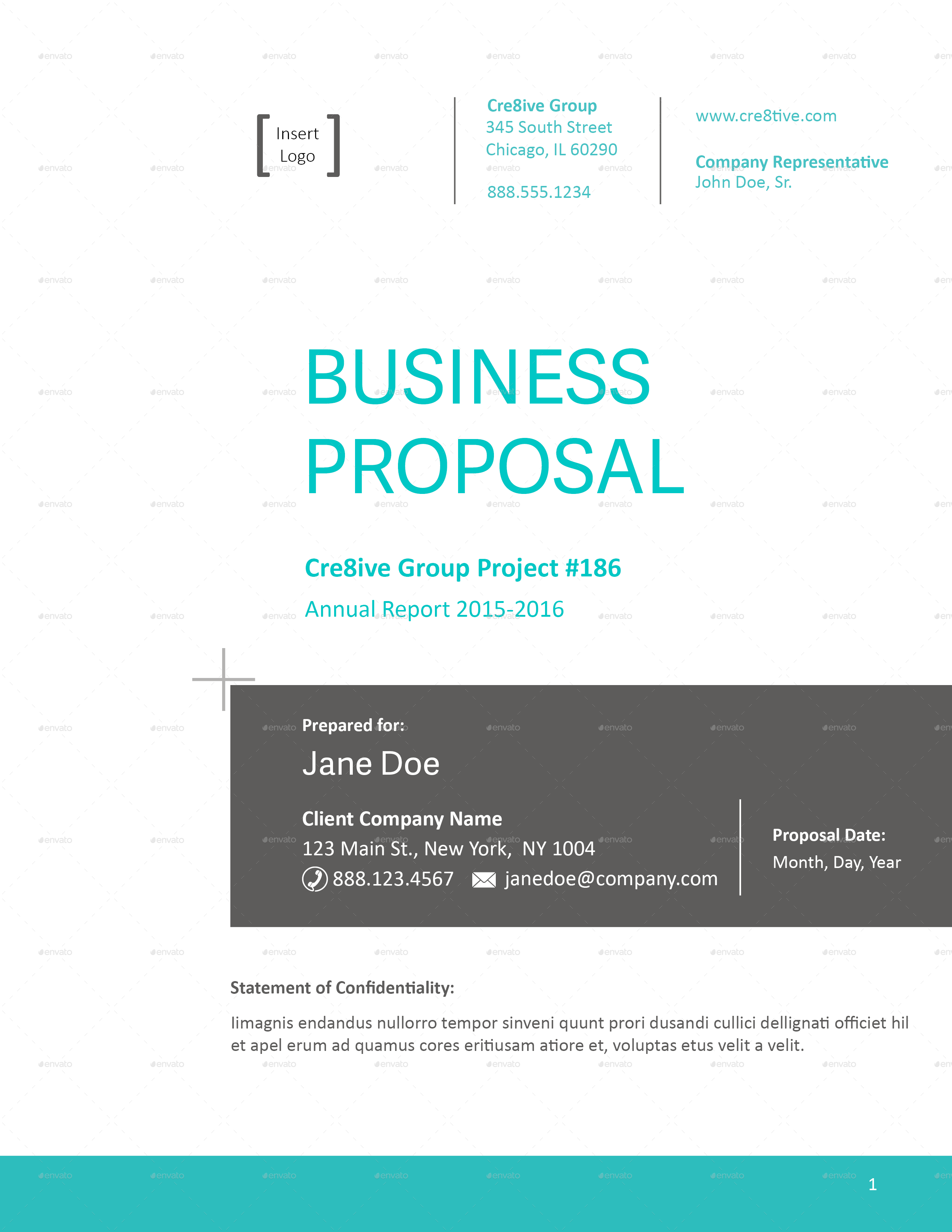 Modern Clean Cover For Business Proposal, Annual Report, Brochure 