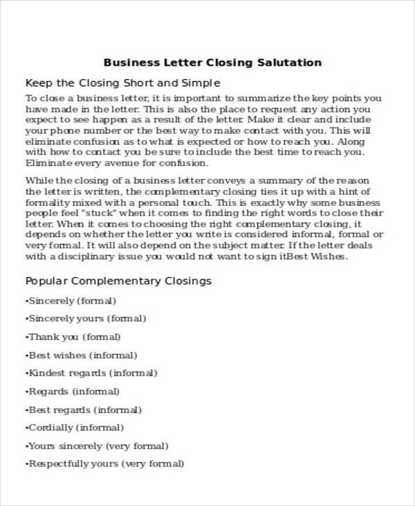 Business Letter Greeting Closing Business Letter Business Letter 