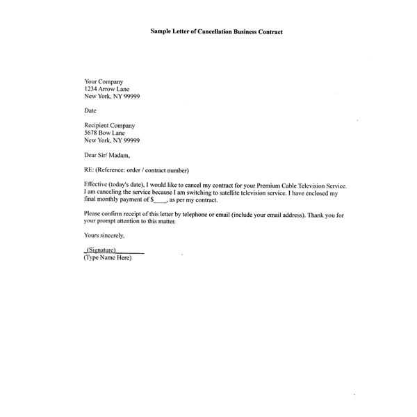 Service cancellation letter Writing a letter of cancellation of 