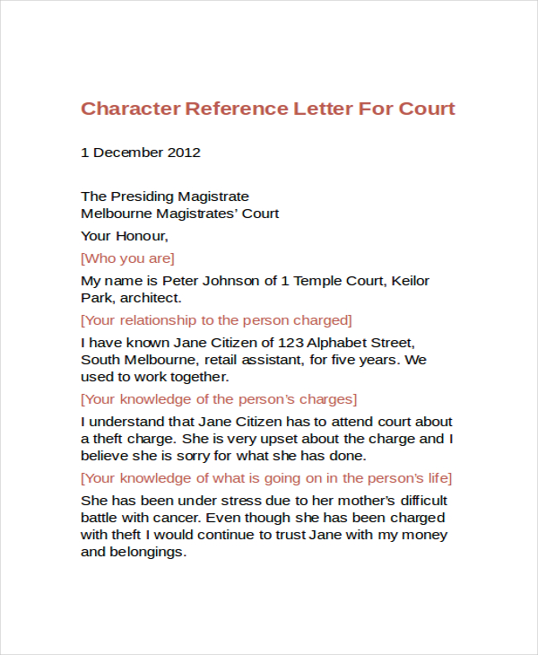 Letter Of Character Reference | Crna Cover Letter
