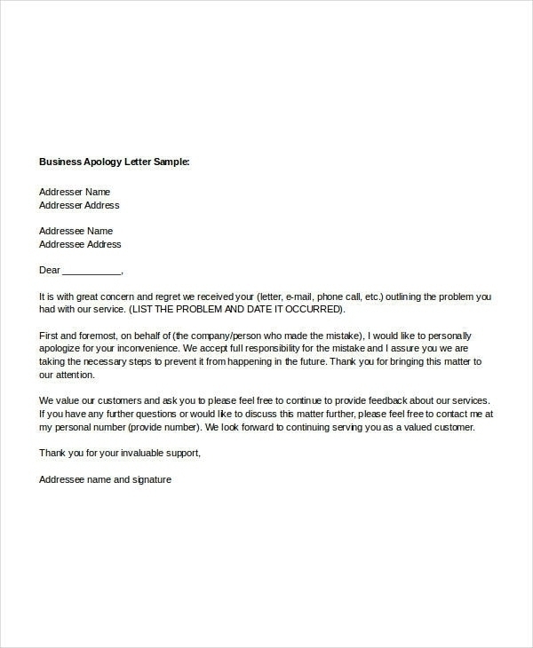 Business Apology Letter Vfix365 In Business Apology Letter For 