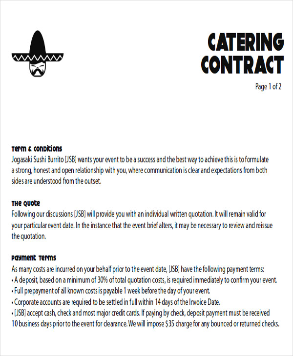 Catering Contract Proposal Letter