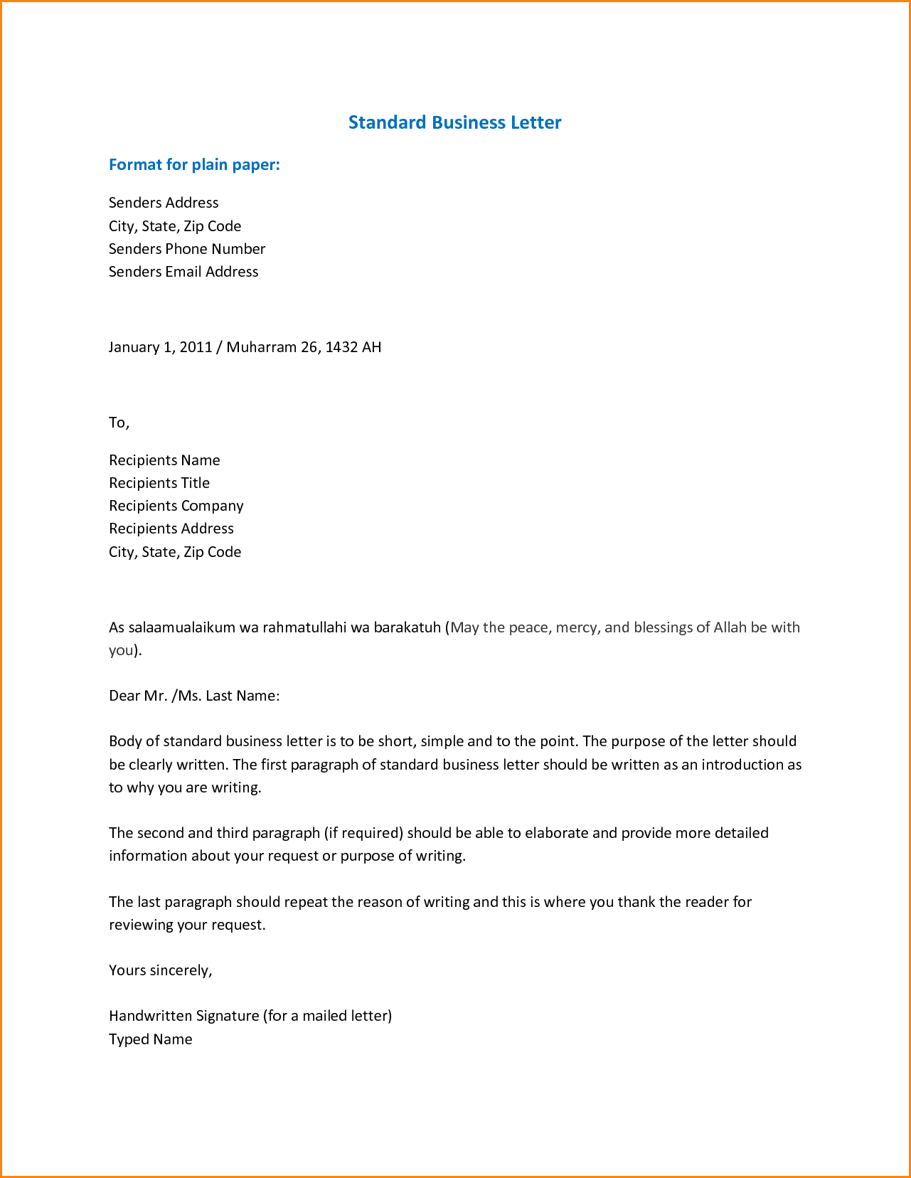 Business Email Format Template Business Email Format Template 