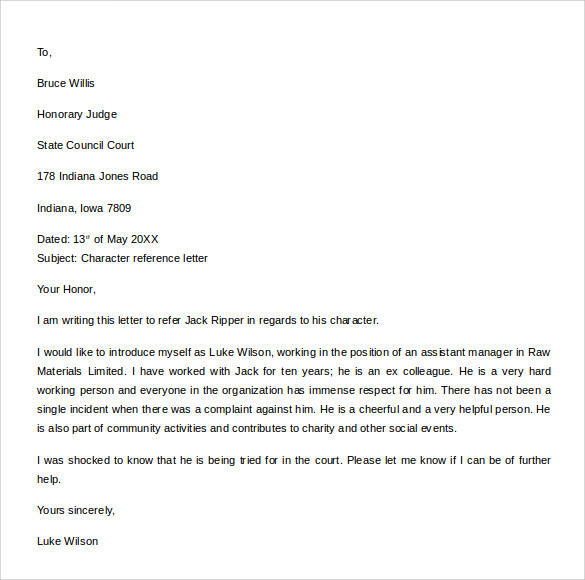 Employment Character Reference Letter Choice Image Letter Format 