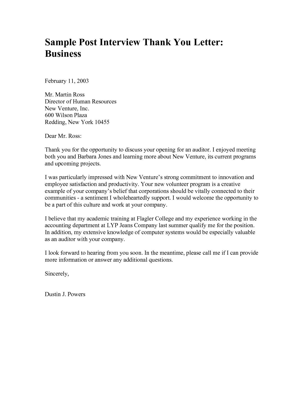 Format Of A Thank You Letter To A Business Copy Examples Business 