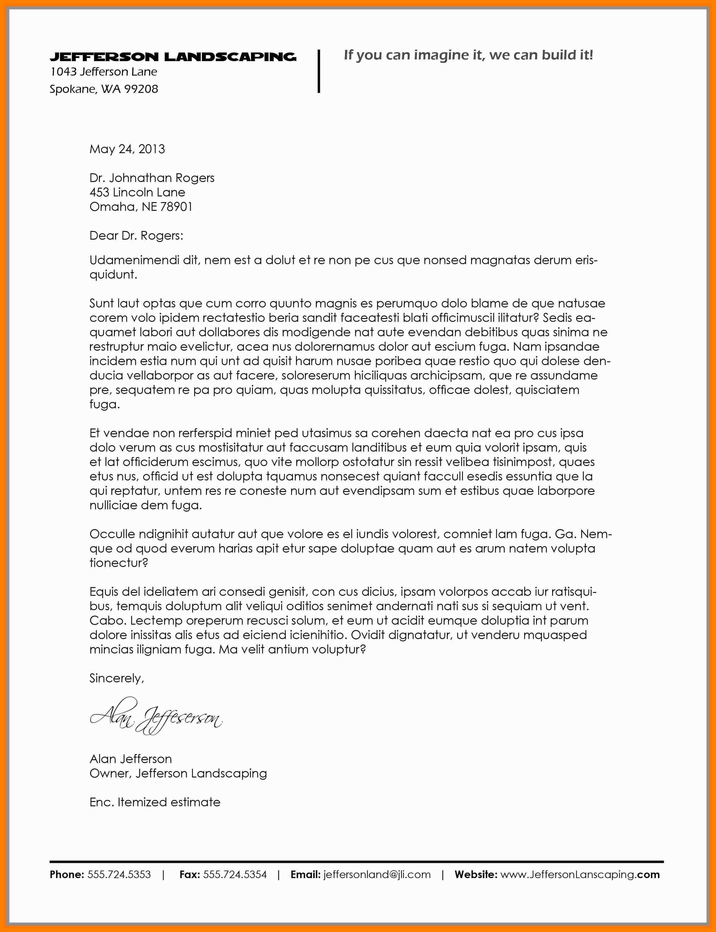Format For Business Letter With Letterhead New Format Business 