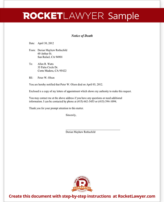 Best Photos of Template Letter Notice Of Death Meeting Notice 