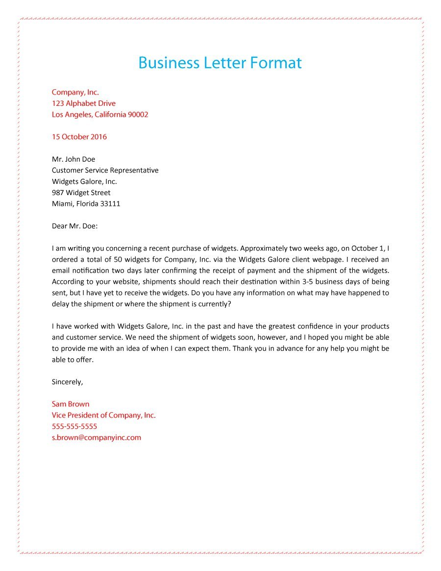 A Business Letter About Purchasing New Equipment Businessletter 