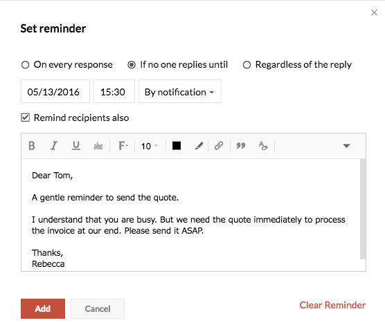 Email Reminders & Follow ups