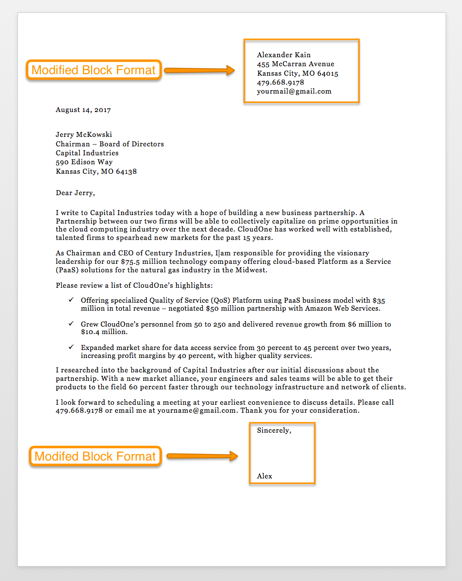 Format of Business Letters