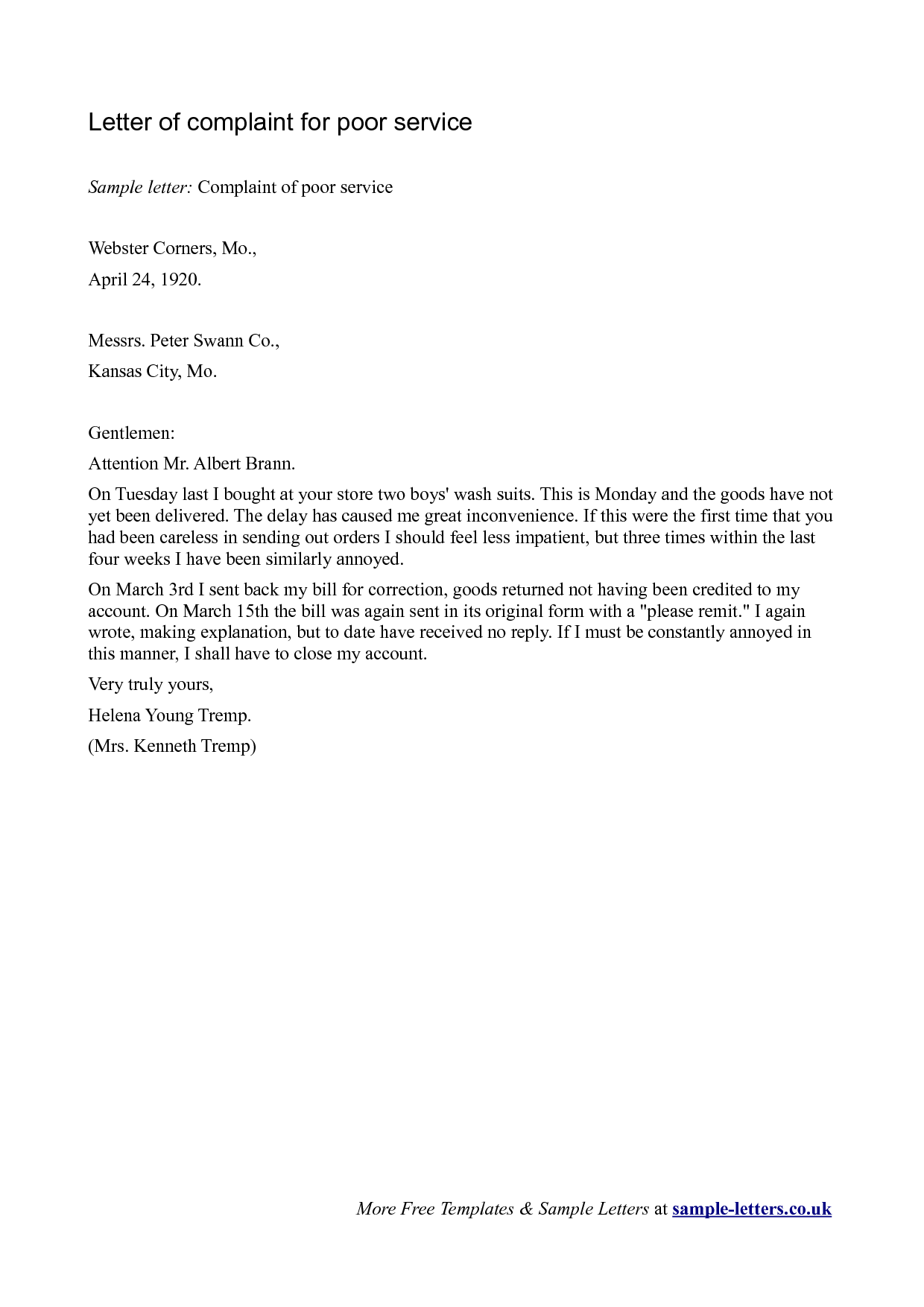 Sample Letter Of Complaint For Poor Service Archives Corrochio 