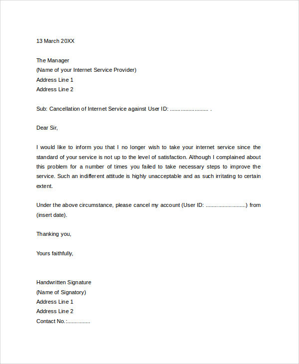 7+ Sample Service Termination Letters – PDF, DOC, Apple Pages 