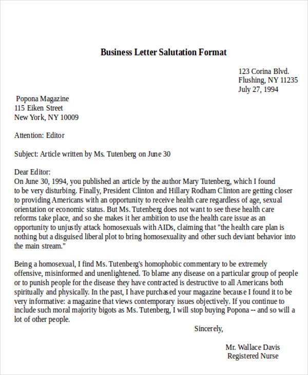Business Letter Salutation Format Letters Font