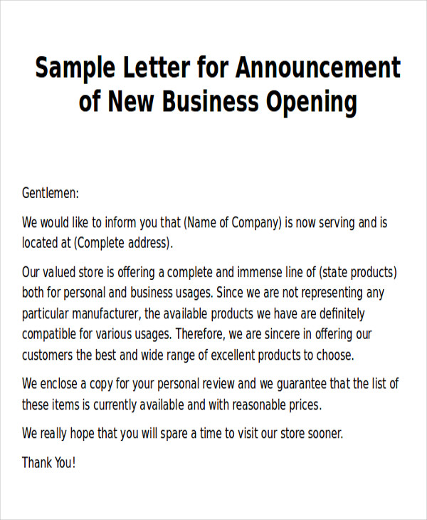 26 Images Of New Business Letter Template Infovia New Company 