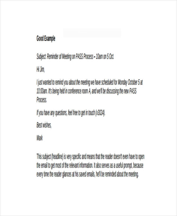 7+ Sample Reminder Emails – PDF | Sample Templates