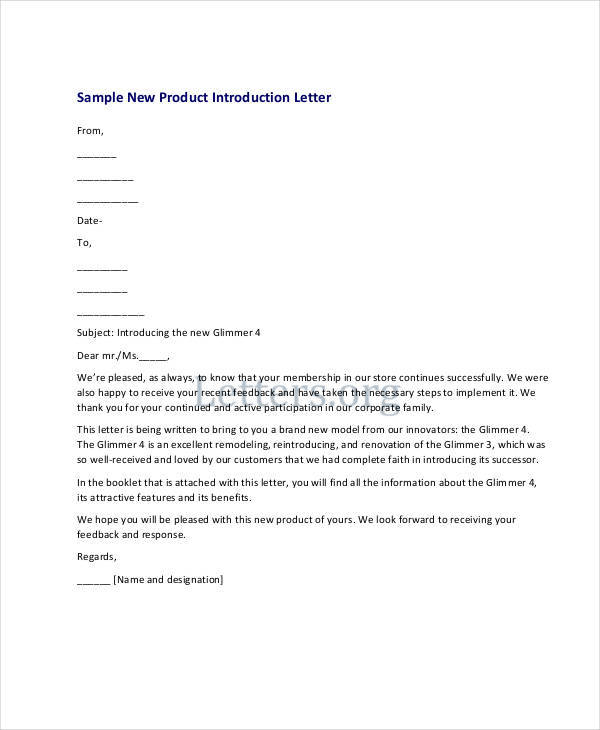 New Product Introduction Letter Template Arch times.com