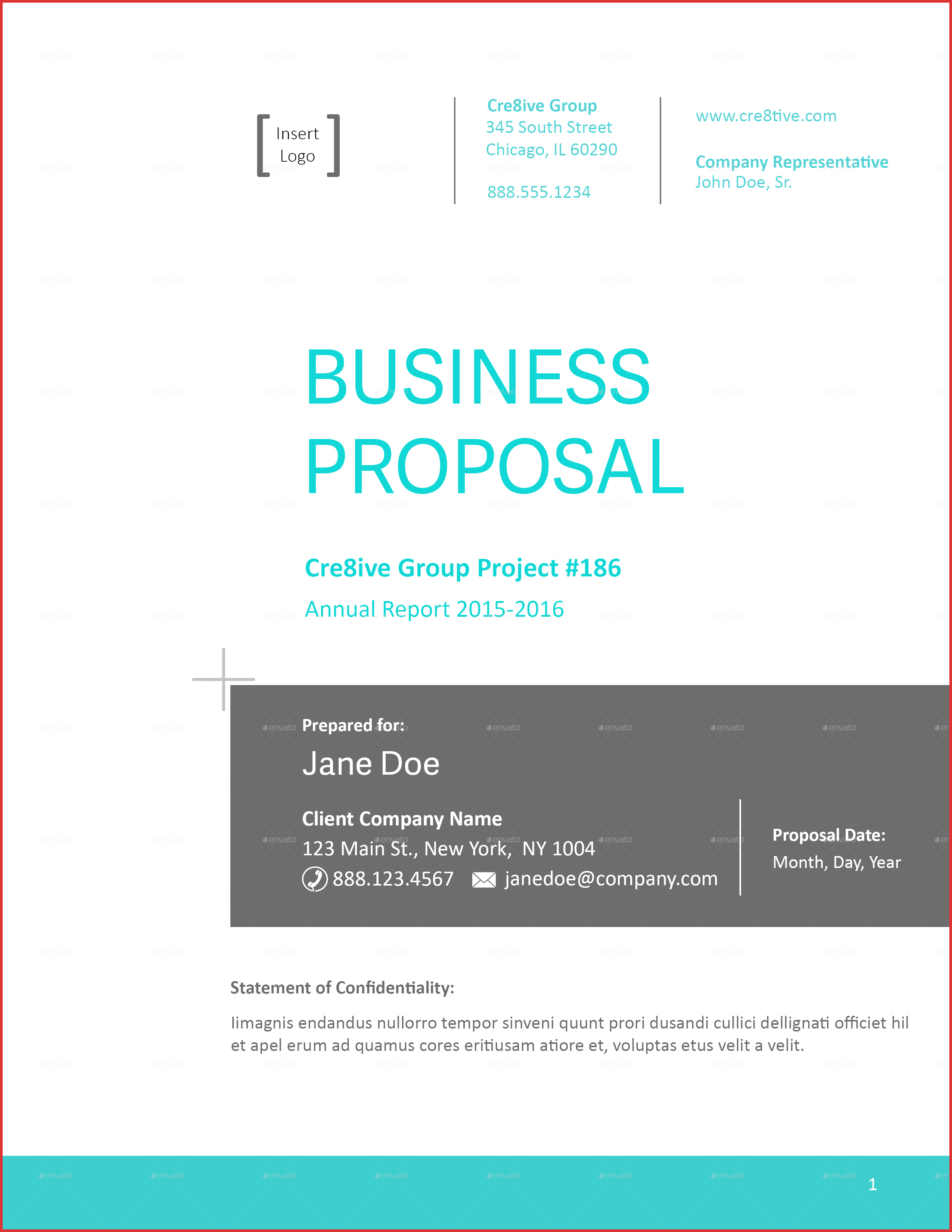 Business Proposal Cover Sheet Letter Training Workbook Template 