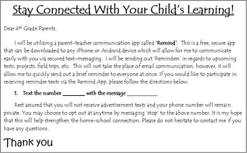 Remind App Parent Letter Editable by TeachingLikeABoss1 | TpT