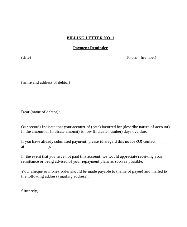 Payment Reminder Letter Template For Word Craftwordsco intended 
