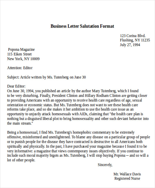 Business Letter Greeting Business Letter Salutation Example 