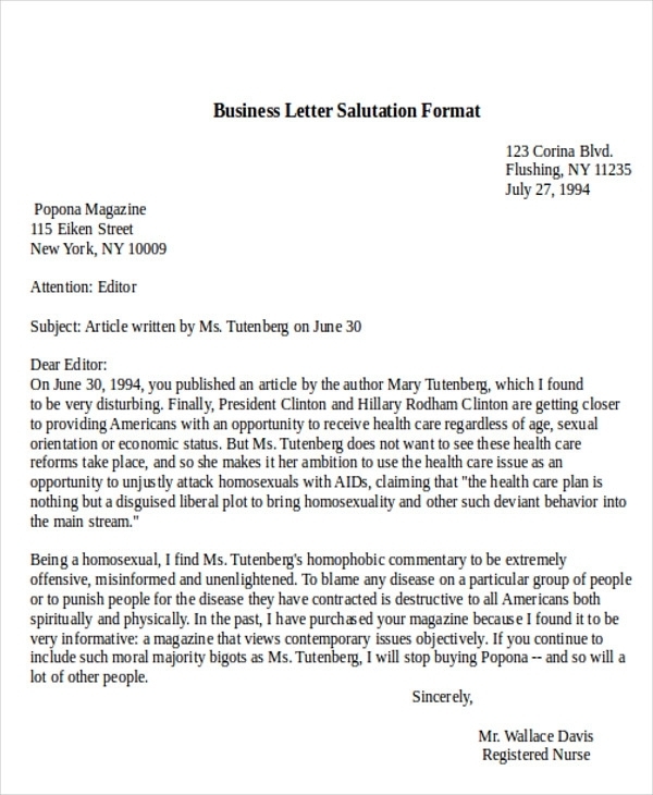 Salutation Letter Format Images Letter Format Formal Example 
