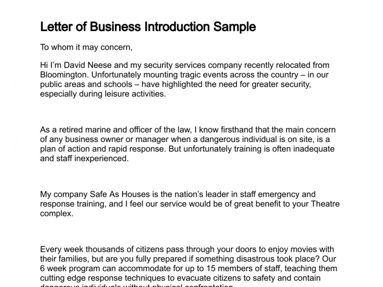 Letter of Business Introduction