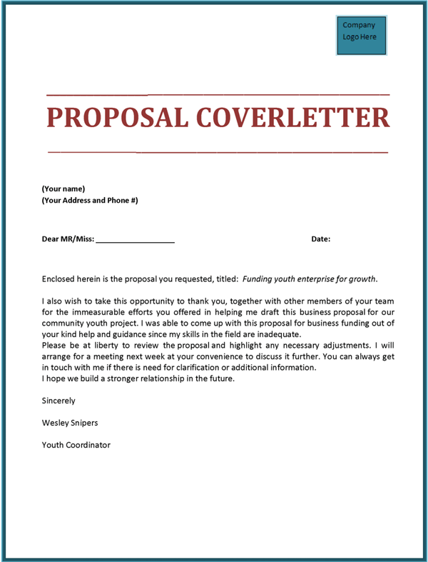 cover letter for proposal proposal cover letter word template 