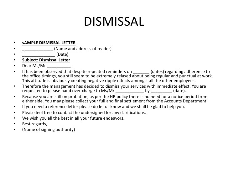 12+ Sample Letters Of Dismissal Sample Letters Word