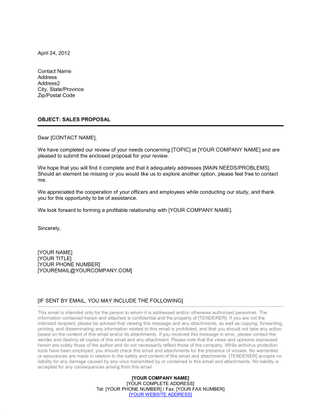 Letter Enclosing Proposal Long Template & Sample Form | Biztree.com