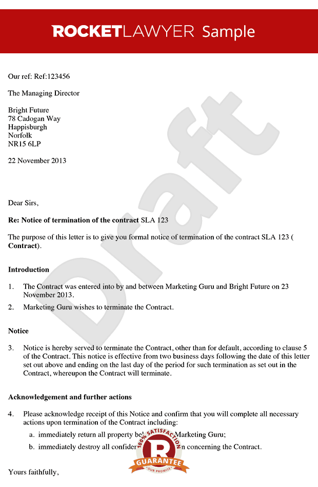 Notice of Termination of Contract Notice Letter (with Sample)