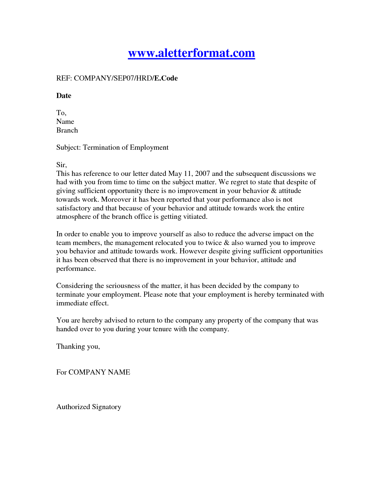letter of termination of employee Boat.jeremyeaton.co