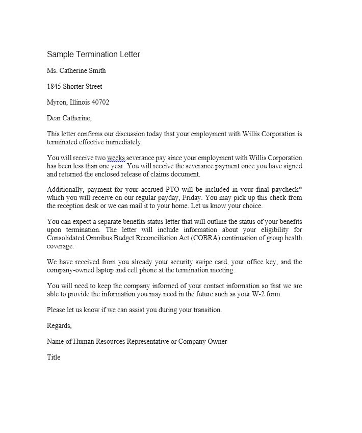 sample of dismissal letter from employer Boat.jeremyeaton.co