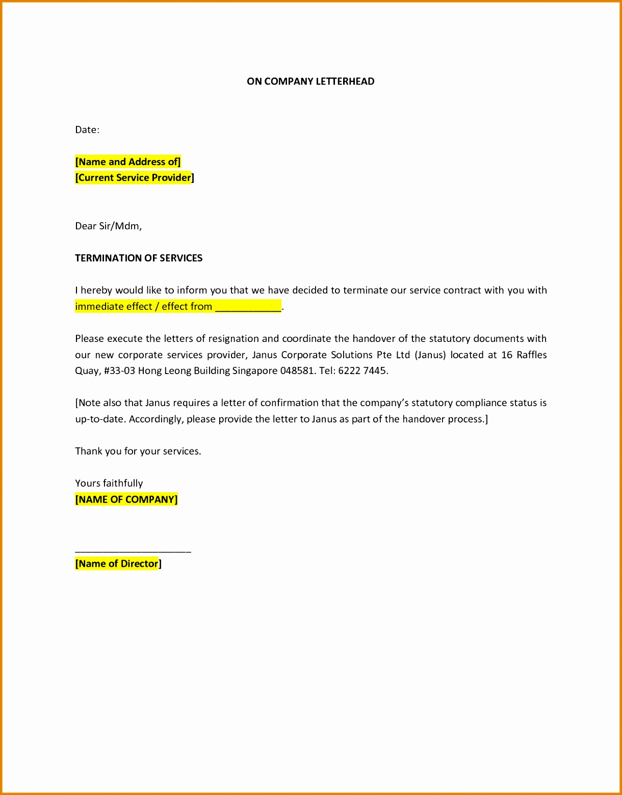 10 Sample Of Termination Letter Of Service BestTemplates 