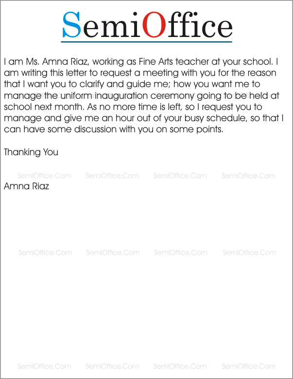 Letter Requesting Meeting with Principal Semioffice Amazing Letter 