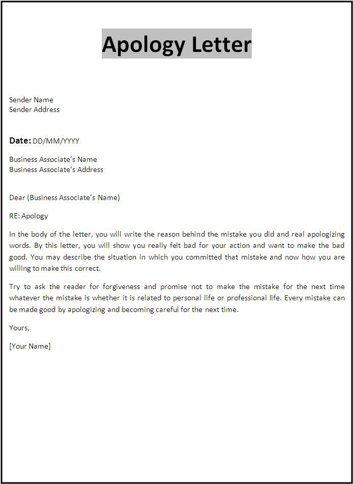 Professional Apology Letter Free sample letters of apology for 