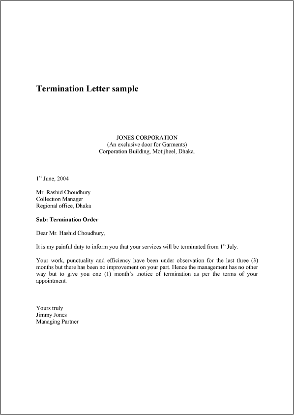 sample termination letter format Boat.jeremyeaton.co