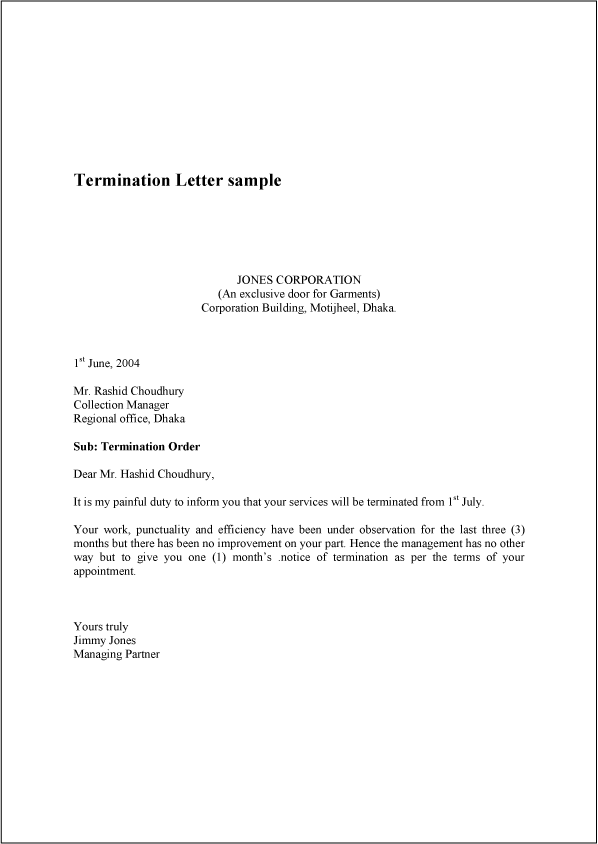 sample termination letter format Boat.jeremyeaton.co