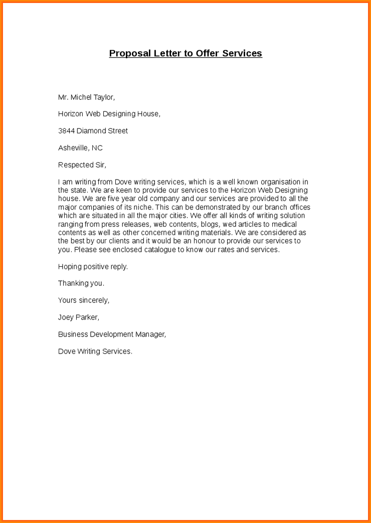 samples of business proposal letters in offering services Boat 