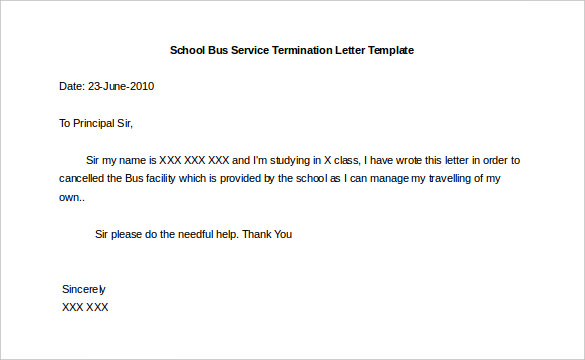 Collection Of solutions 10 Service Termination Letter Templates 