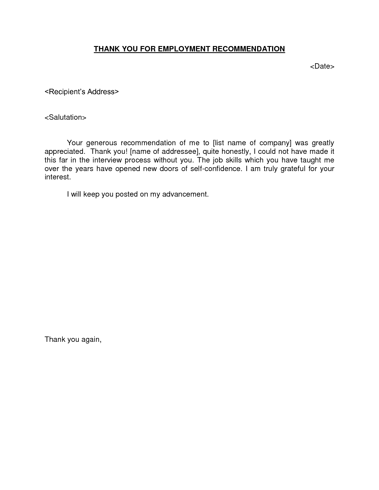 recommendation letter thank you note Boat.jeremyeaton.co