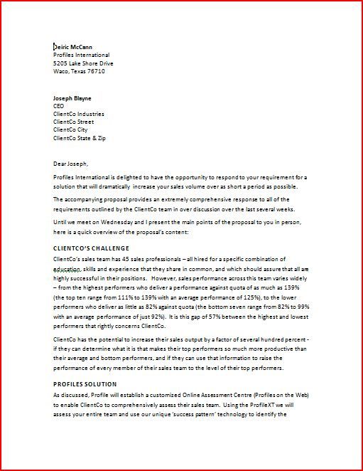 Sales Proposal Letter Sales proposal letter is written to the 