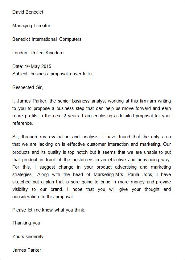 Sample Business Proposal Cover Letter | Business | Pinterest 